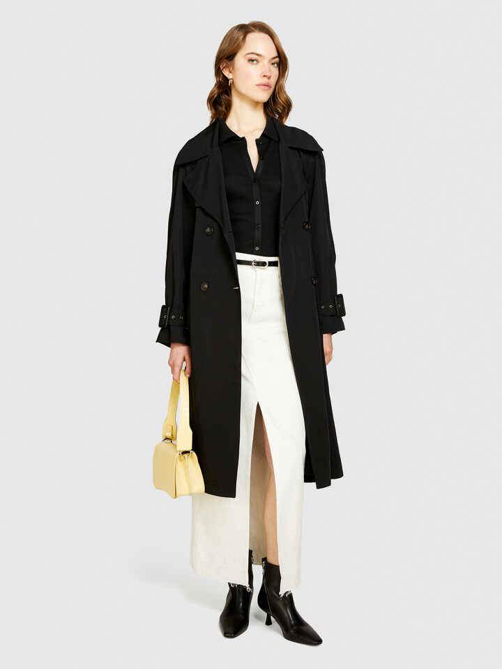 Glossy trench coat - women's trench coats & rain coats - Black | Sisley image number 1